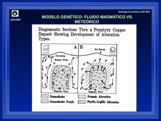 UNICAMP 
Geologia Econômica (GE-803) 
MODELO GENÉTICO: FLUIDO MAGMÁTICO VS. 
METEÓRICO 
 