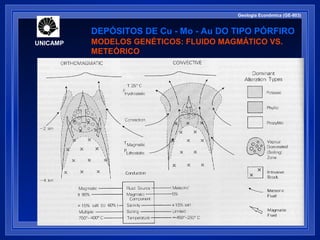 UNICAMP 
Geologia Econômica (GE-803) 
DEPÓSITOS DE Cu - Mo - Au DO TIPO PÓRFIRO 
MODELOS GENÉTICOS: FLUIDO MAGMÁTICO VS. 
METEÓRICO 
 
