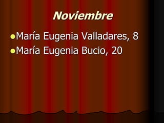 NoviembreMaría Eugenia Valladares, 8María Eugenia Bucio, 20