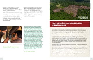 18 19
Foto:
Lalo
de
Almeida/
ISA
A cadeia de distribuição global da Vale inclui
gigantes como a indiana ArcelorMittal, as
sul-coreanas Hyundai e Posco, a americana Nucor
Steel e a alemã ThyssenKrupp33
.
Entre os principais investidores institucionais, estão
as americanas BlackRock, a Capital Research Global
Investors34
e a Vanguard – que juntas acumulam
mais de USD 11 bilhões em ações35
. O Citibank
atua como depositário para ações da Vale. Grandes
instituições financeiras como Morgan Stanley,
Santander, J.P. Morgan Chase e UBS também são
acionistas da Vale.
Já entre os principais financiadores da empresa
de 2017 a maio de 2020, constam o americano
Citigroup, o japonês SMBC Group e o francês
Crédit Agricole, com US$ 624 milhões cada36
. O
New Development Bank da China investiu US$ 300
milhões. Demais financiadores no período, com
US$ 87 milhões cada, incluem a Barclays, o Bank
of America, o Scotiabank, o Standard Chartered, o
HSBC e o J.P. Morgan Chase37
.
Apesar de não terem acontecido na Amazônia, é impossível mencionar a Vale sem citar seu
envolvimento nos maiores desastres ambientais da história do Brasil. Em novembro de 2015,
o rompimento de uma barragem de rejeitos em Minas Gerais, no sudeste do país, fez com que
uma lama tóxica percorresse quase 700 quilômetros até contaminar o Oceano Atlântico, no
Espírito Santo.
A destruição do Rio Doce atingiu diretamente o Povo Indígena Krenak, em Governador
Valadares (MG). Ailton Krenak, escritor e importante pensador indígena, dá a dimensão da
importância do Rio Doce ao seu povo38
. “Ele é insubstituível porque nós não admitimos que ele
está morto. É por isso que estamos na margem esquerda do Rio Doce velando o corpo daquele
parente nosso, o Watu, que é o nosso avô. Os Krenak não vão sair dali. Mesmo que a Vale vá
bombardear a aldeia para tirar os Krenak de lá, eles vão resistir. É algo muito difícil, para quem
não vive isso, entender.”
No Espírito Santo, o povo Tupiniquim também luta por reparação39
, já que a água da região está
totalmente contaminada.
Novo rompimento de barragem da Vale, desta vez em Brumadinho, em janeiro de 2019, matou
270 pessoas e afetou também a aldeia Naô Xohã40
, do povo Pataxó Hã-hã-hãe. Hoje, os pataxó
foram obrigados a se mudar para a periferia de Belo Horizonte41
.
Em setembro de 202042
, 20 meses após rompimento de barragem em Brumadinho, a Vale
anunciou R$ 12,4 bilhões em remuneração a acionistas43
, enquanto segue sem compensar
devidamente as comunidades atingidas e as famílias das vítimas.
VALE É RESPONSÁVEL PELOS MAIORES DESASTRES
AMBIENTAIS DO BRASIL
“A mineração atrapalha muito a vida da comunidade e do
Povo Indígena Xikrin e atualmente abrange até algumas
aldeias indígenas Kayapó. O rio está poluído pela mineração.
Hoje a gente já não pode fazer uma festa no rio, porque o rio
tá contaminado. A gente já não pode comer o alimento que
tira do rio. Já não pode tomar banho lá, crianças faleceram,
pessoas com doenças de pele devido ao rejeito de minério.
Áreas de floresta sendo desmatadas sem o consentimento das
comunidades indígenas (...) a Vale simplesmente passou e
acabou, tirando sem autorização nenhuma.
Nós, indígenas, tentamos de todas as formas criar um diálogo
amigável com a Vale, mas a Vale sempre se posiciona contra
as nossas demandas, não atendendo às nossas reivindicações,
recorrendo na Justiça contra as nossas ações judiciais. A Vale
sempre recorre, sempre nega um diálogo, porque ela diz que
não está impactando a vida cultural de ninguém.
Os bancos e corporações que financiam a Vale têm que
parar. Não é um posicionamento meu, enquanto indígena
Xikrin ou filho de cacique não. É um desejo, é uma vontade de
toda a minha comunidade de parar o projeto da Vale. Essas
empresas têm que ver melhor o que elas estão fazendo,
os financiamentos que elas estão fazendo, porque o nosso
desejo é que pare. Porque enquanto ela beneficia a Vale e eles
enriquecem entre eles, a nossa comunidade vai morrendo,
vai ficando pobre, nós vamos ficando com lugares limitados
para se locomover ou fazer uma festa. Então meu desejo é
que essas empresas possam parar. E que pelo menos nós
sentássemos e tivéssemos um diálogo.”
Yan Xikrin, liderança do povo Xikrin
Foto: José Cícero da Silva/Agência Pública
Mulheres do povo Xikrin. A Vale é acusada de contaminar o
rio Cateté, principal fonte de água da Terra Indígena Xikrin.
Desmatamento registrado em agosto
de 2020 na Terra Indígena Trincheira
Bacajá, morada do povo Xikrin
 