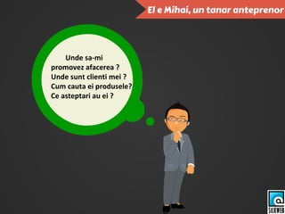 Unde sa-mi
promovez afacerea ?
Unde sunt clienti mei ?
Cum cauta ei produsele?
Ce asteptari au ei ?
 