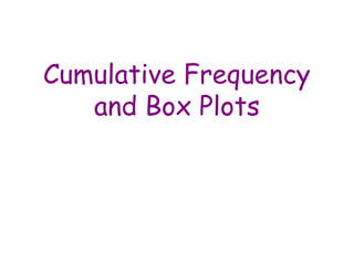 Cumulative Frequency
and Box Plots

 