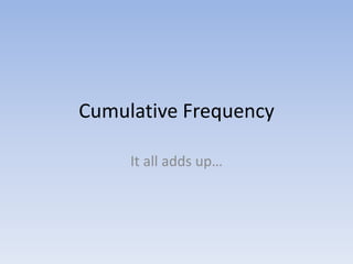 Cumulative Frequency It all adds up… 