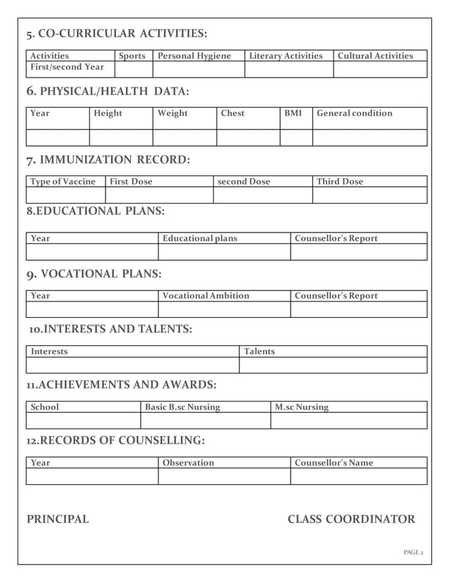 Cumulative record for students | DOCX