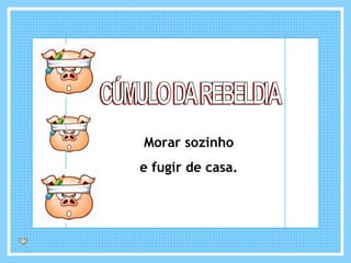 Morar sozinho e fugir de casa. CÚMULO DA REBELDIA 