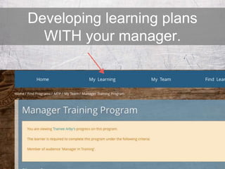 Developing learning plans
WITH your manager.
 