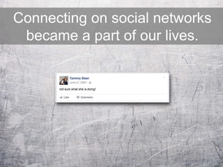 Connecting on social networks
became a part of our lives.
 