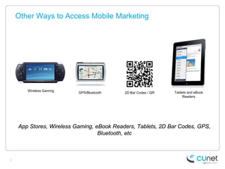 Other Ways to Access Mobile Marketing




       Wireless Gaming                                         Tablets and eBook...