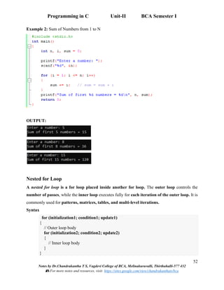 Programming in C: Unit-II Input and Output, Operators, Control ...