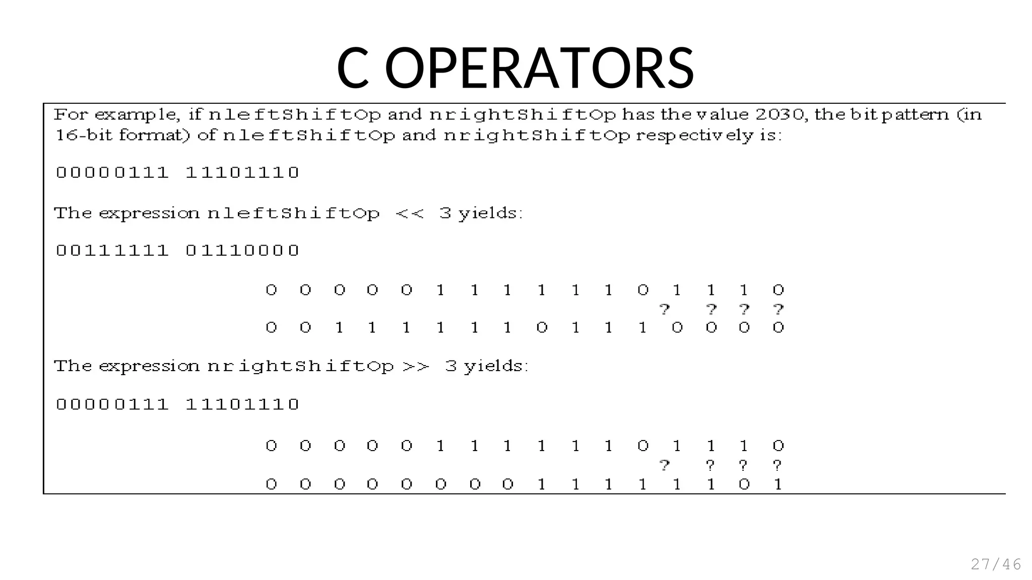C OPERATORS
27/46
 