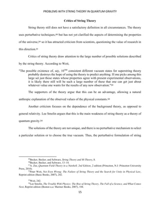 Problems with String Theory in Quantum Gravity | PDF