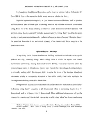 Problems with String Theory in Quantum Gravity | PDF