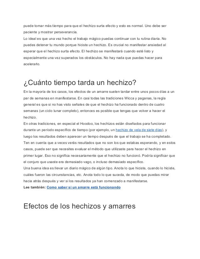 Cuanto Tarda En Hacer Efecto Un Amarre Vudu