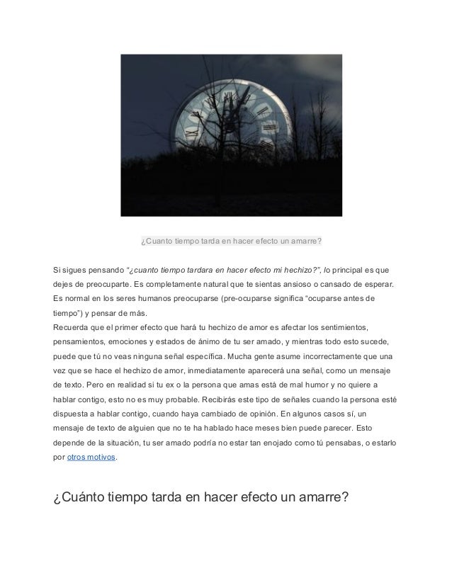 Cuanto Tarda En Hacer Efecto Un Amarre Vudu