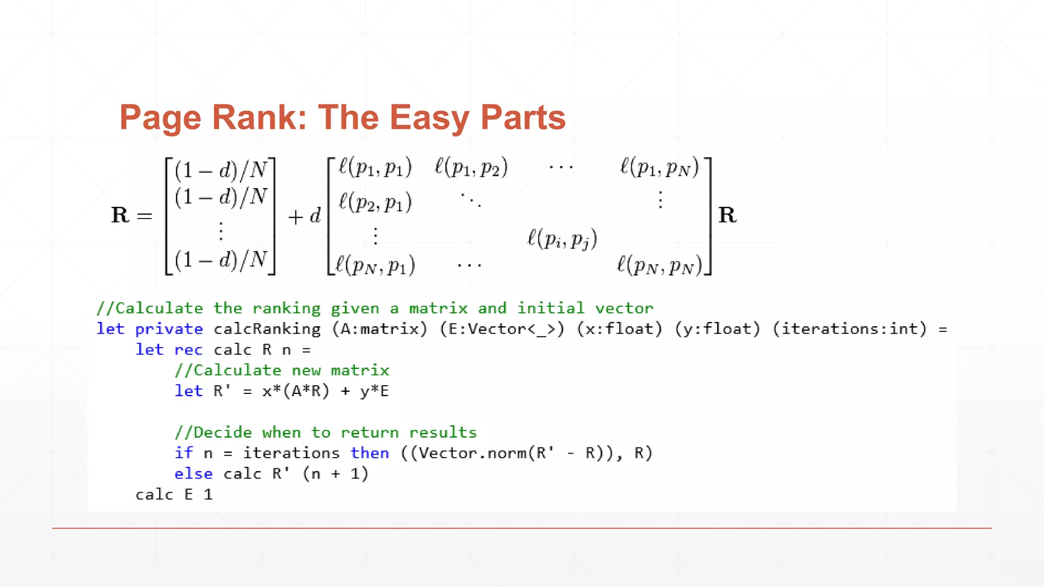 Page Rank: The Easy Parts 