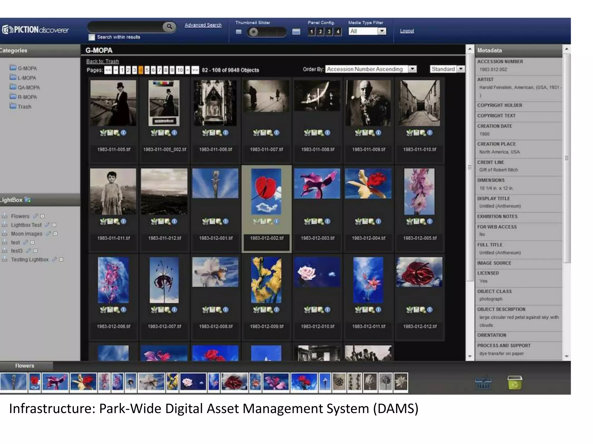 Infrastructure: Park-Wide Digital Asset Management System (DAMS)
 