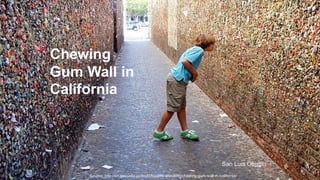 Chewing  
Gum  Wall  in  
California
Source:  http://en.geourdu.co/buzz/bizarre-­shocking/chewing-­gum-­wall-­in-­california/
San  Luis  Obispo
 