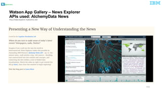 @pieroleo
Watson  App  Gallery  – News  Explorer
APIs  used:  AlchemyData News
http://news-­‐explorer.mybluemix.net/
153
 