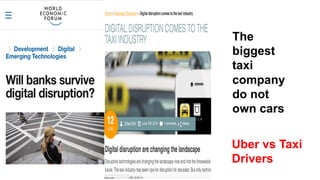 The  
biggest  
taxi  
company  
do  not  
own  cars
Uber vs  Taxi  
Drivers
 
