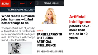 Artificial  
Intelligence  
patents  have  
more  than  
tripled  in  10  
years
 