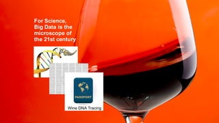 @pieroleo
For  Science,  
Big  Data  is  the  
microscope  of  
the  21st  century
Wine  DNA  Tracing    
 