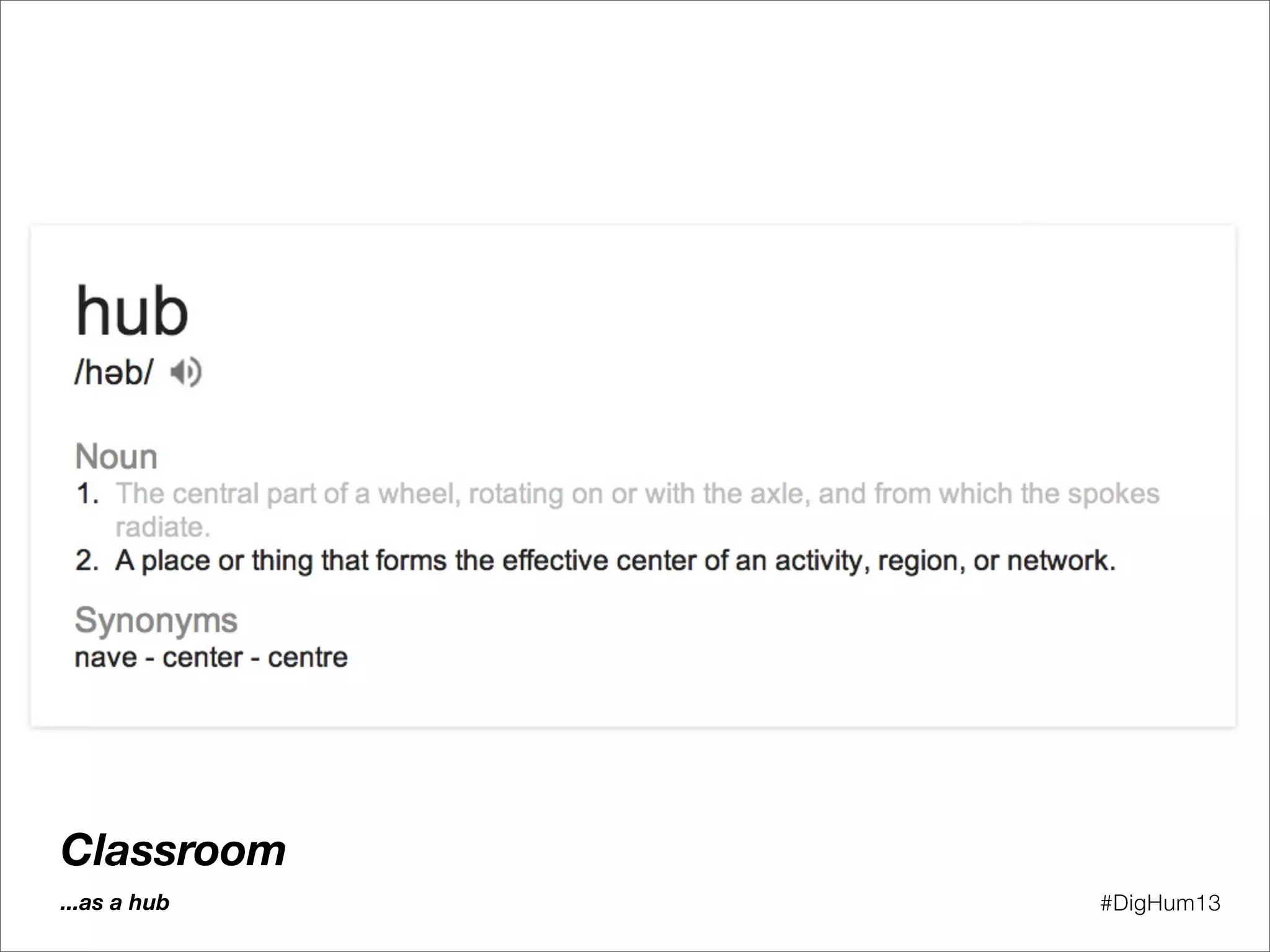 Classroom
...as a hub #DigHum13
 