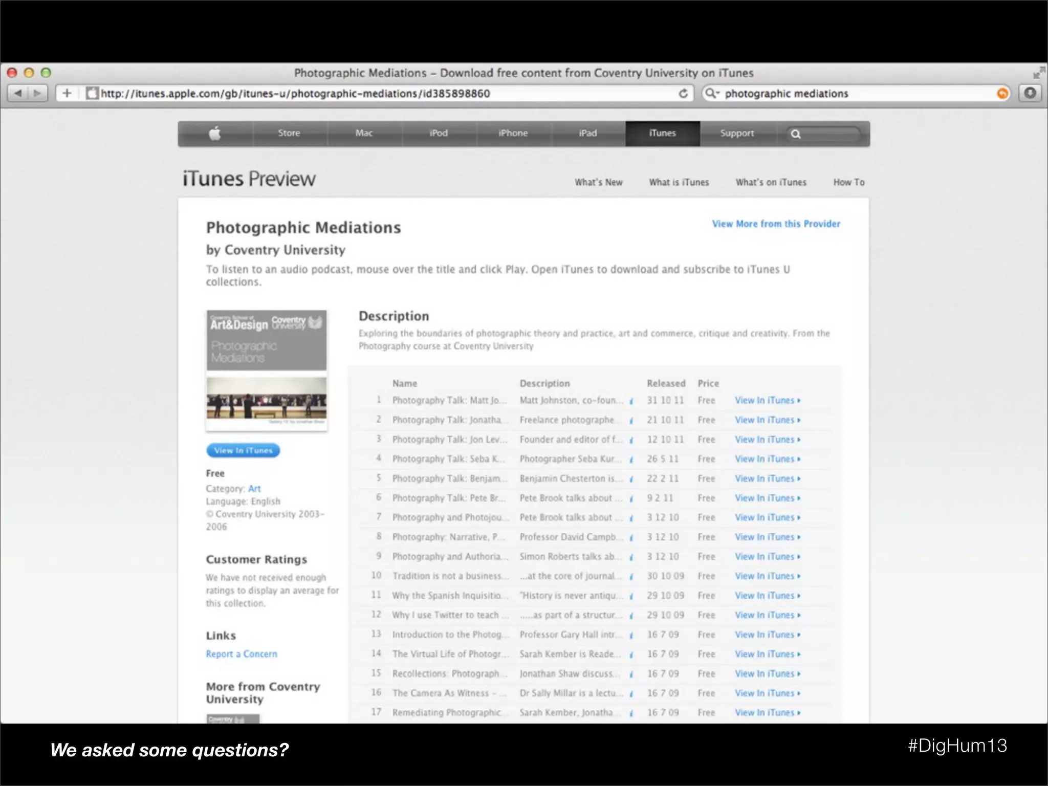 We asked some questions? #DigHum13
 