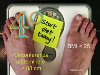 BMI < 25 
Circonferenza 
addominale 
< 88 cm Alan Cleaver 
 