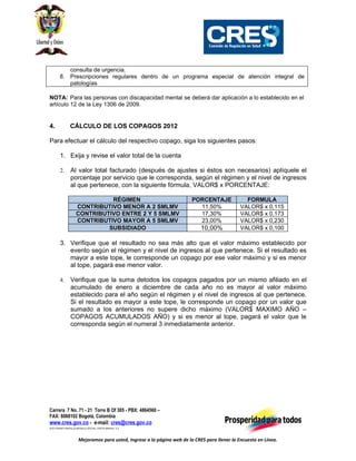 Cuotas moderadoras y copagos 2012