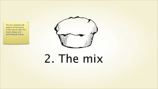 The mix comprises all
aspects of the layout.
In the case of web, this
means design and
technological choices.




                           2. The mix
 