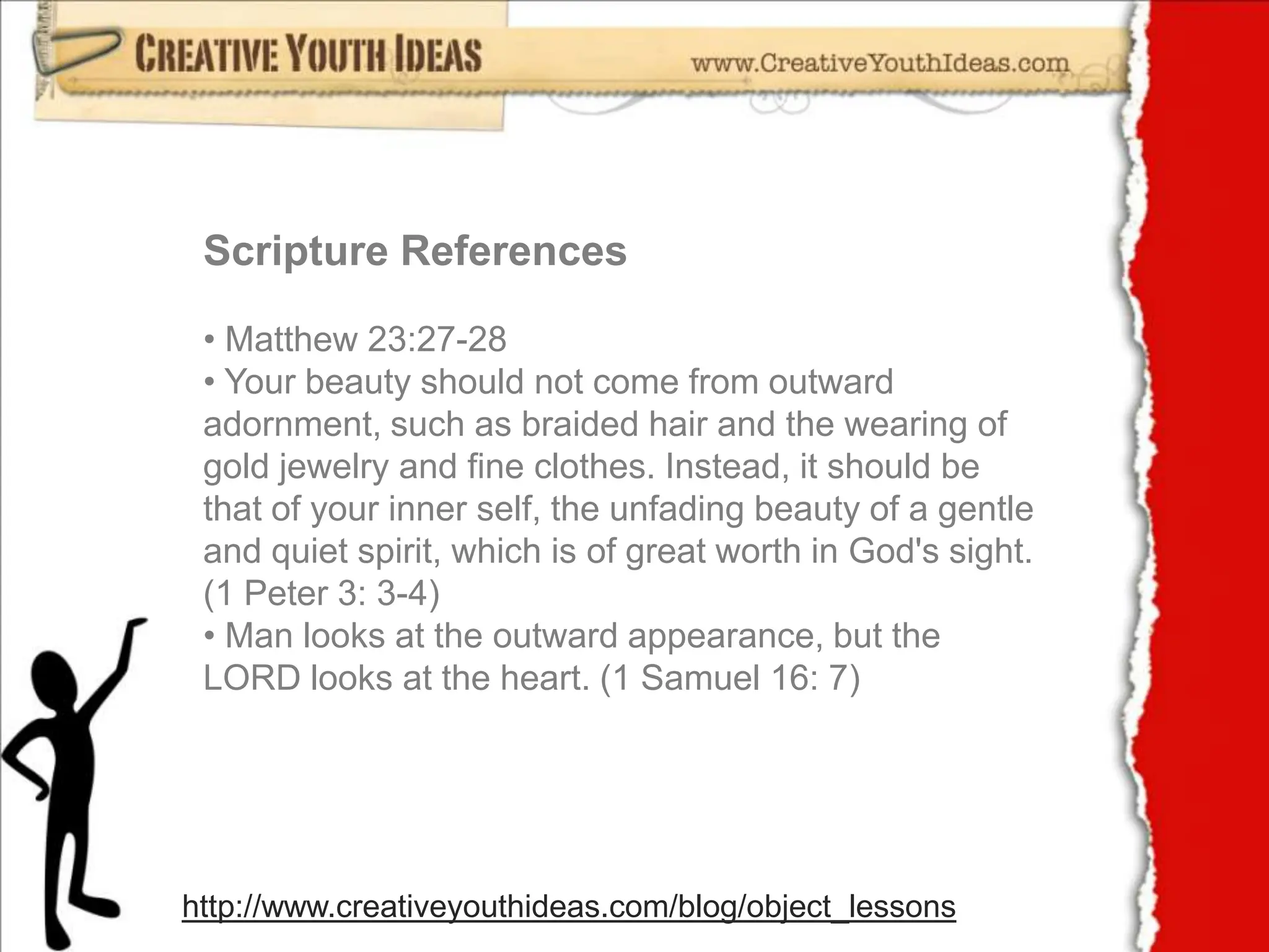  Do you spend as much time daily nurturing your inner spirit through Bible Study and prayer as you do on your external appearances?