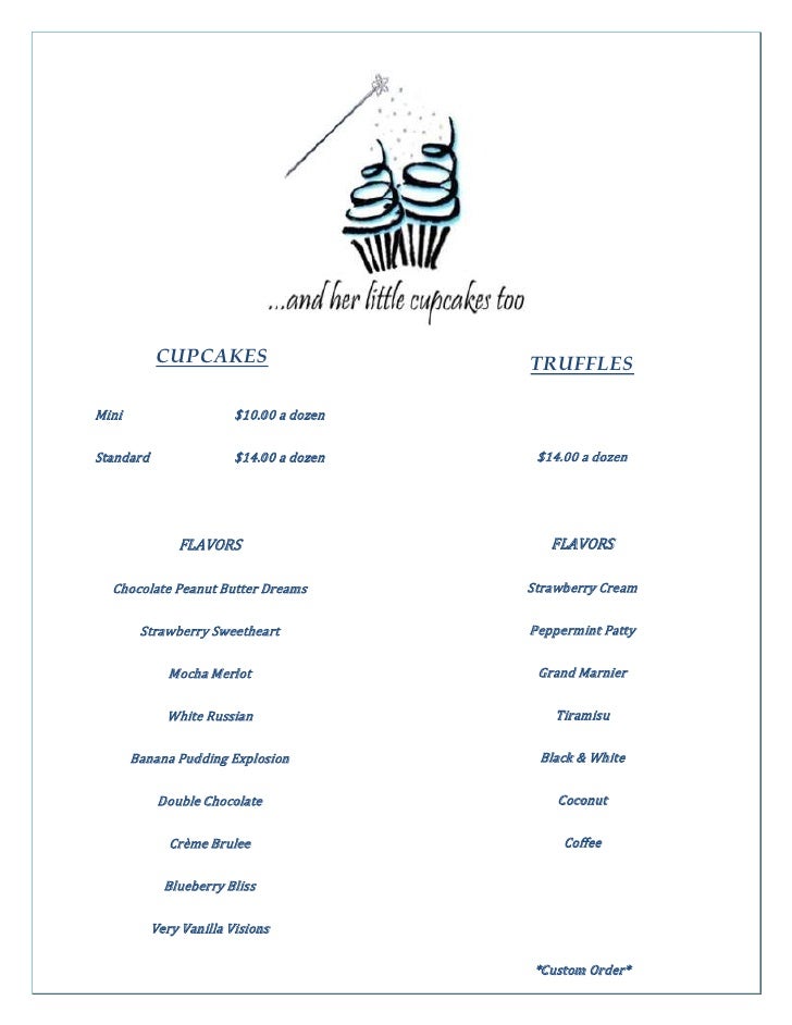 Cupcake menu