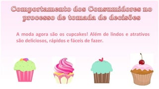A moda agora são os cupcakes! Além de lindos e atrativos
são deliciosos, rápidos e fáceis de fazer.
 