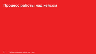 Процесс работы над кейсом
Учебник по решению кейсов для 1 тура3 /
 
