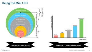 © 1993-2017 Scrum.org, All Rights Reserved
Being the Mini CEO
THE BIGGER PICTURE PRODUCT OWNER MATURITY
CompanyVision
Busi...