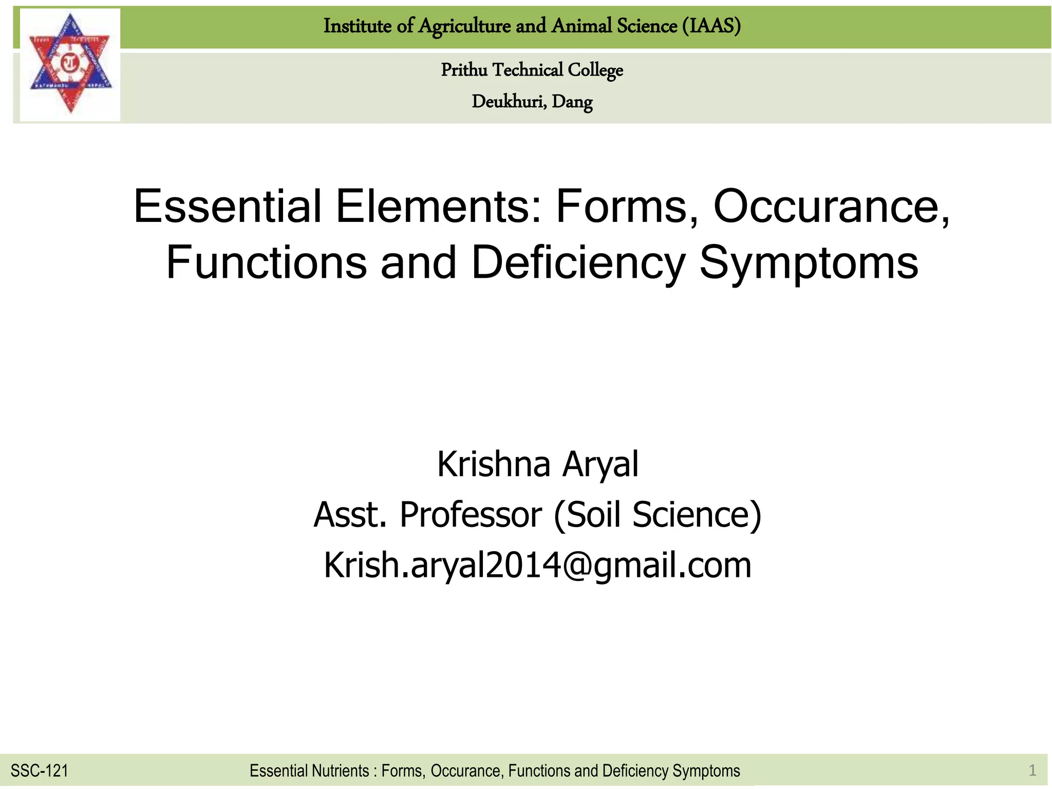 Functions and deficiency symptoms of copper and chlorine in plants PPT