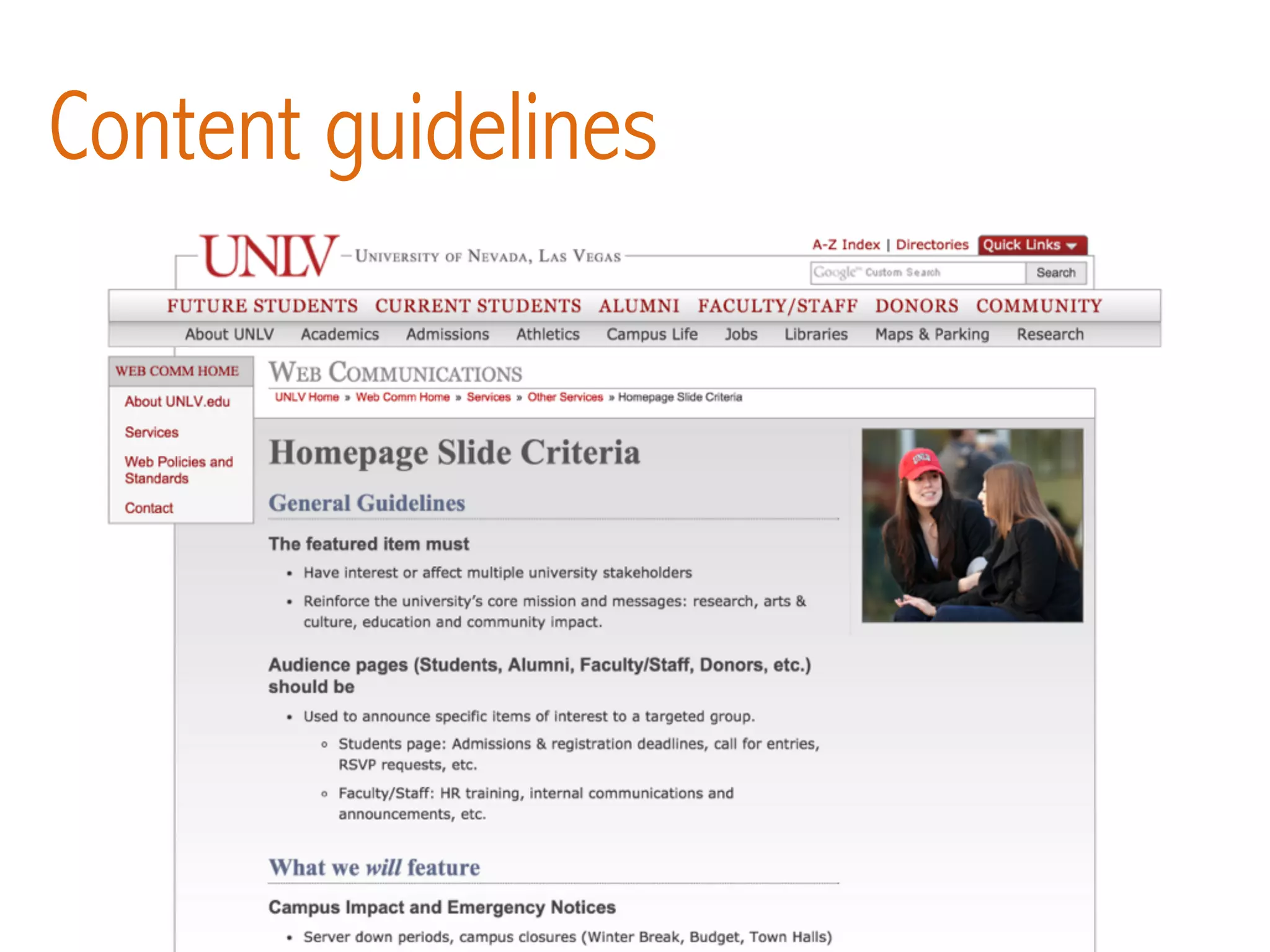 Content guidelines
http://www.ﬂickr.com/photos/49392356@N03/8446610848/
 