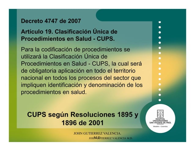 Cups estructura y manuales tarifarios salud | PDF