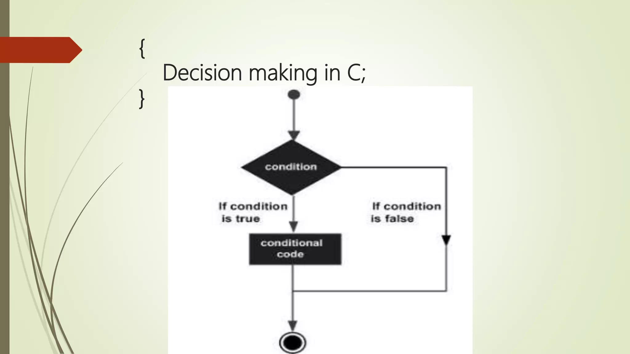 { Decision making in C; } 
