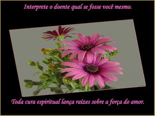 Interprete o doente qual se fosse você mesmo. Toda cura espiritual lança raízes sobre a força do amor. 