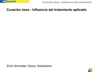 Curación ósea - Influencia del tratamiento
Curación ósea - Influencia del tratamiento aplicado
Erich Schneider, Davos, Switzerland
 