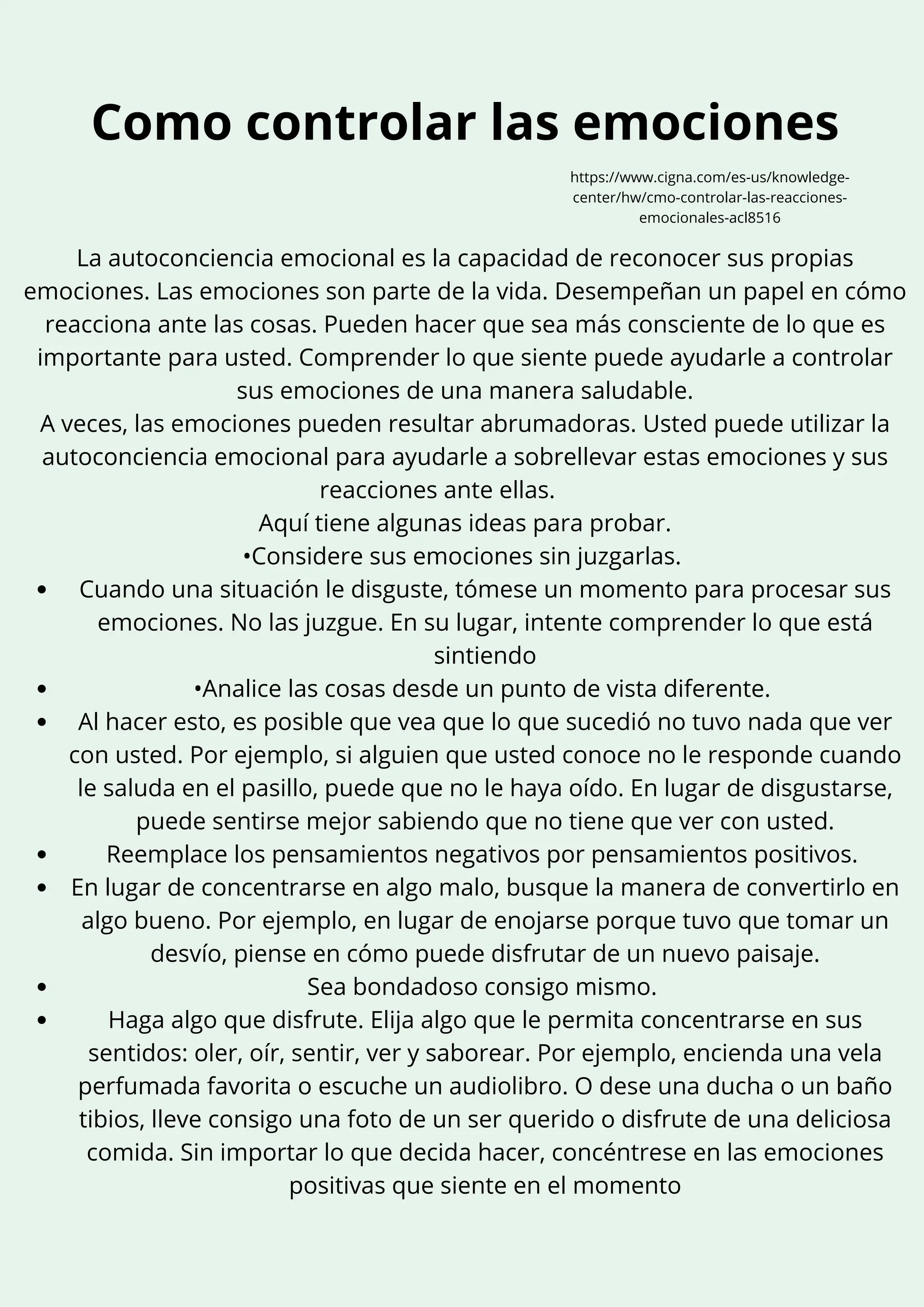 La importancia de las emociones en la vida | PDF
