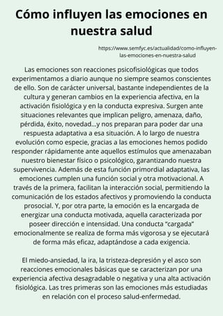 La importancia de las emociones en la vida | PDF