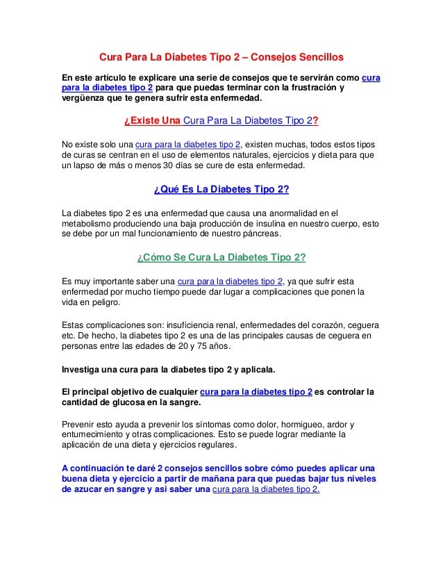 Cura Para La Diabetes Tipo 2 – Consejos Sencillos