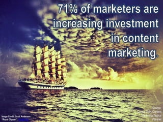 #CMForum4
Source:
Curata 2014
Content Marketing
Tactics Planner
Image Credit: Scott Anderson
“Royal Clipper”. CC BY 2.0
 