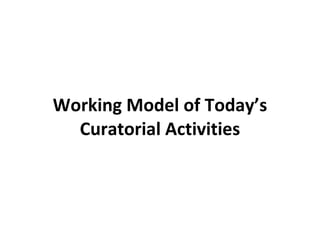 Working Model of Today’s Curatorial Activities 