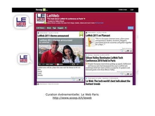 Curation événementielle: Le Web Paris
     http://www.scoop.it/t/leweb
 