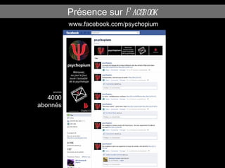 Présence sur  Facebook www.facebook.com/psychopium environ 4000 abonnés 