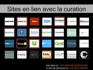 Voir liste ici :  http://annuaire.lol.net/curation/  et très bon comparatif ici :  http://bit.ly/w1gcYN Sites en lien avec la curation 