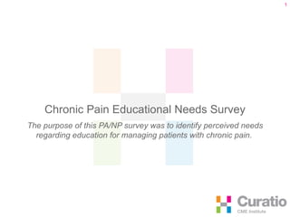 Chronic Pain Educational Needs Survey The purpose of this PA/NP survey was to identify perceived needs regarding education for managing patients with chronic pain.  